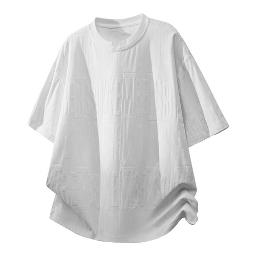日本品牌字母提花短袖T恤男夏季