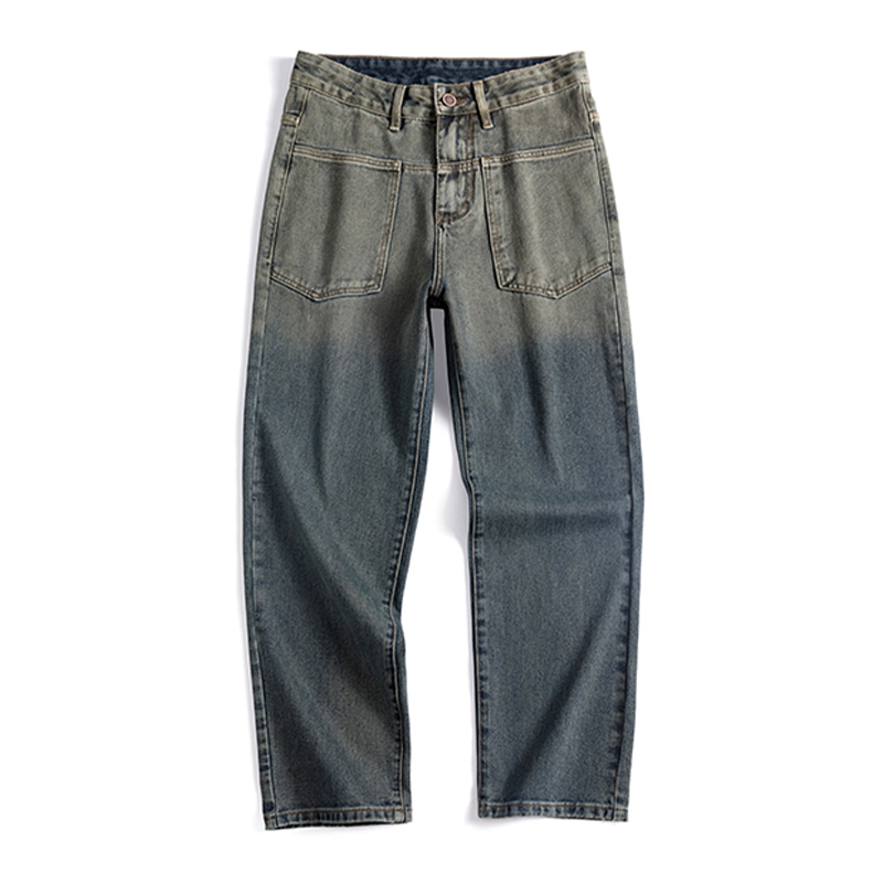 DESIGNSECRETS 25FW高端水洗渐变重磅纯棉牛仔裤男士潮牌直筒裤子