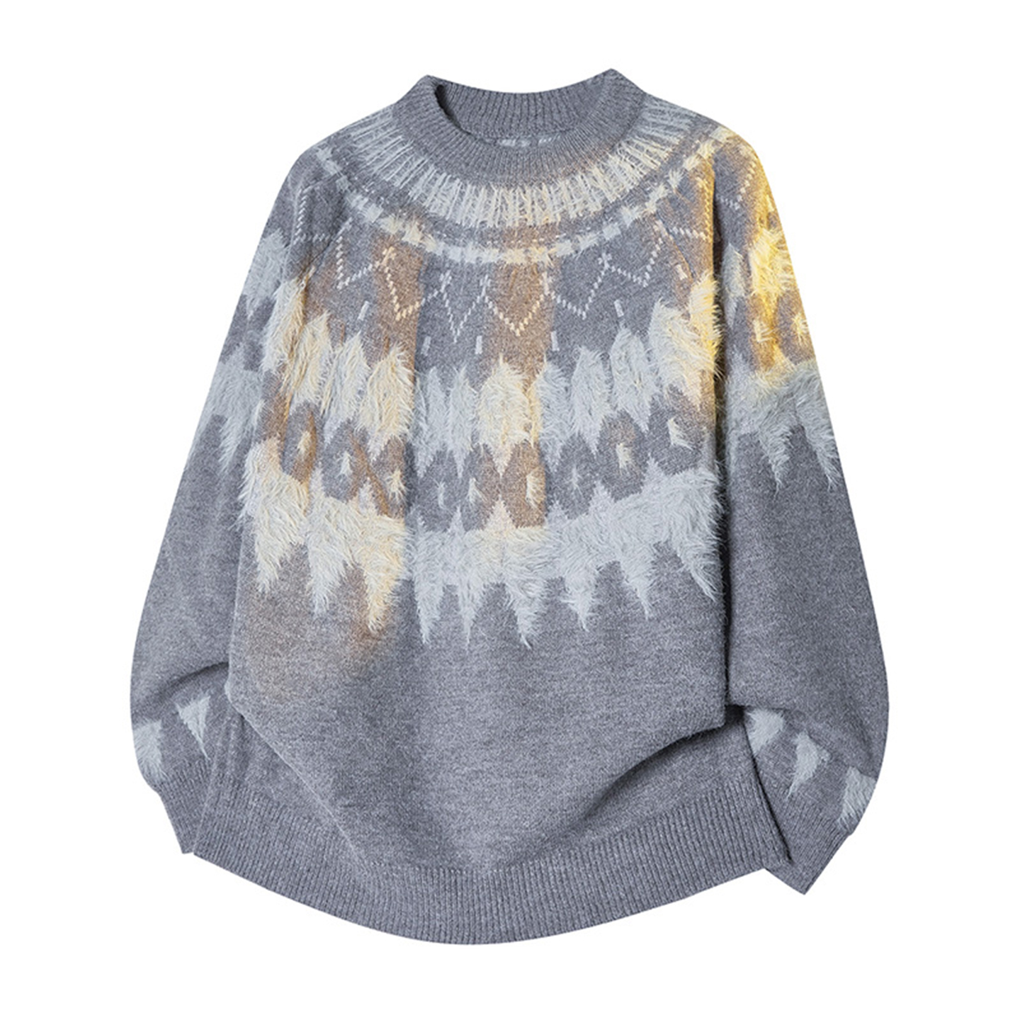 DESIGNSECRETS  25FW设计感菱格提花毛衣男民族风情侣套头针织衫