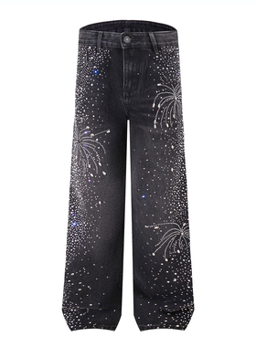 DESIGNSECRETS 25FW巴黎高端重磅设计感牛仔裤男满天星烫钻休闲裤