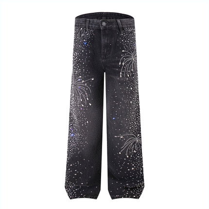 DESIGNSECRETS 25FW巴黎高端重磅设计感牛仔裤男满天星烫钻休闲裤