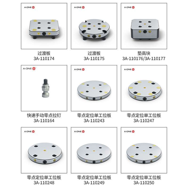A-ONE加工中心五轴虎钳快速定位底盘 机床夹具快换装置单工位板