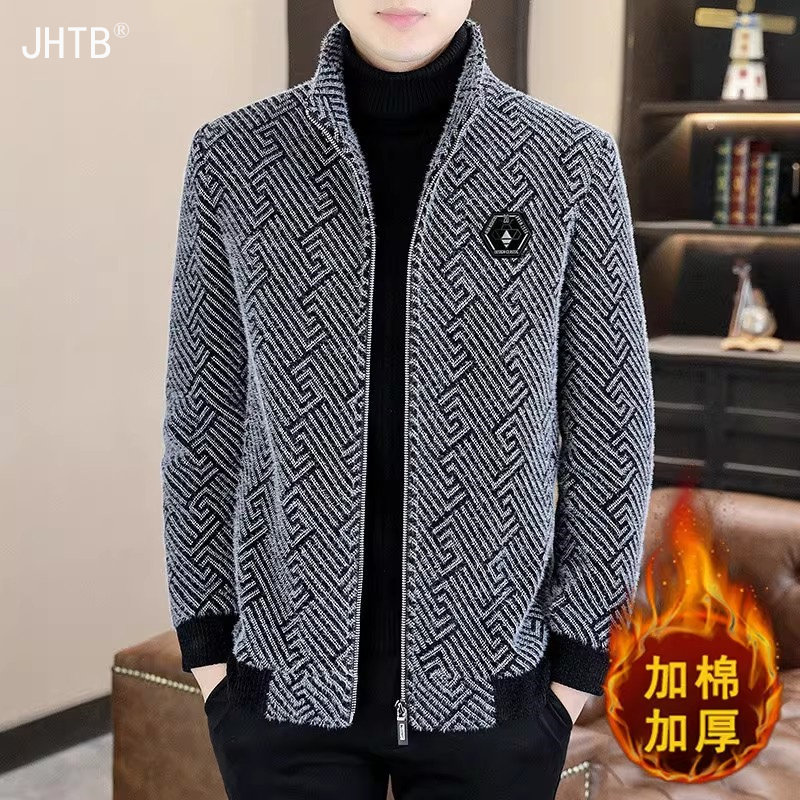 秋冬季金貂绒外套男士夹克加棉保暖衣服冬装新款男装休闲毛呢大衣