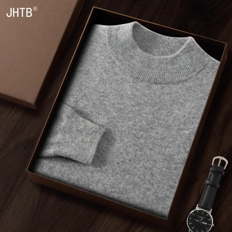 鄂尔多斯市高端加厚山羊绒衫男半高领打底羊毛针织衫秋冬内搭毛衣