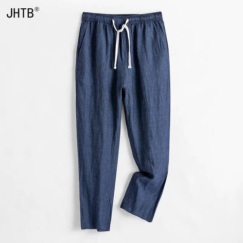 休闲裤男夏季新款薄款纯亚麻直筒