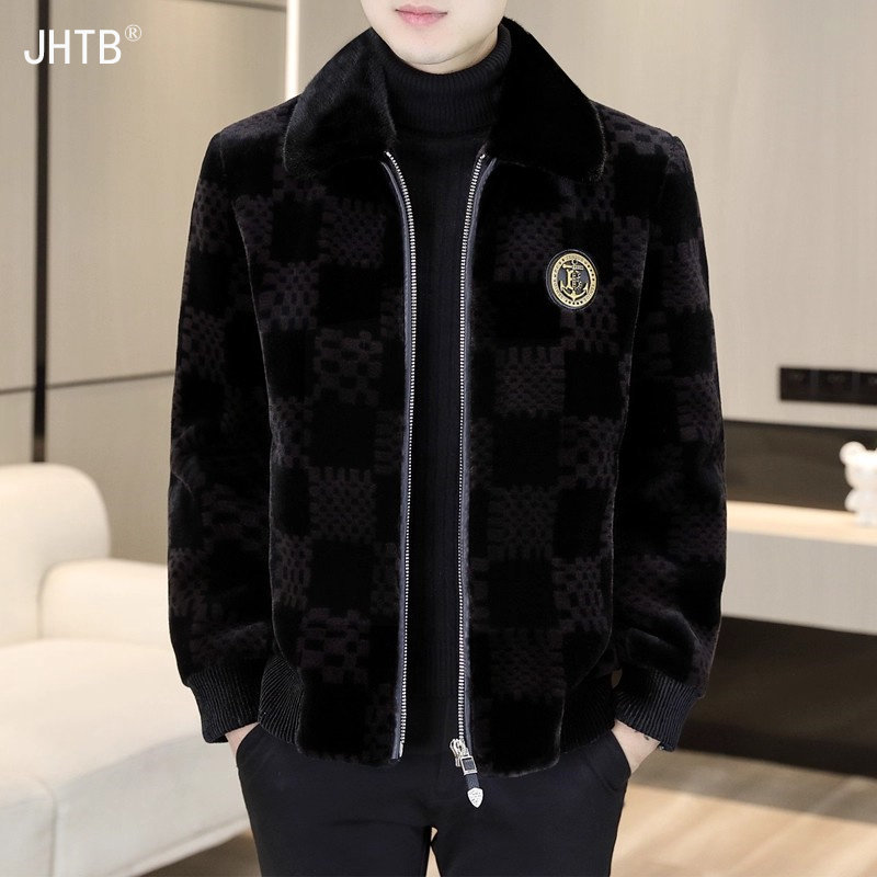 冬季男士金貂绒外套加厚高级感皮草大衣青年帅气皮毛一体翻领夹克
