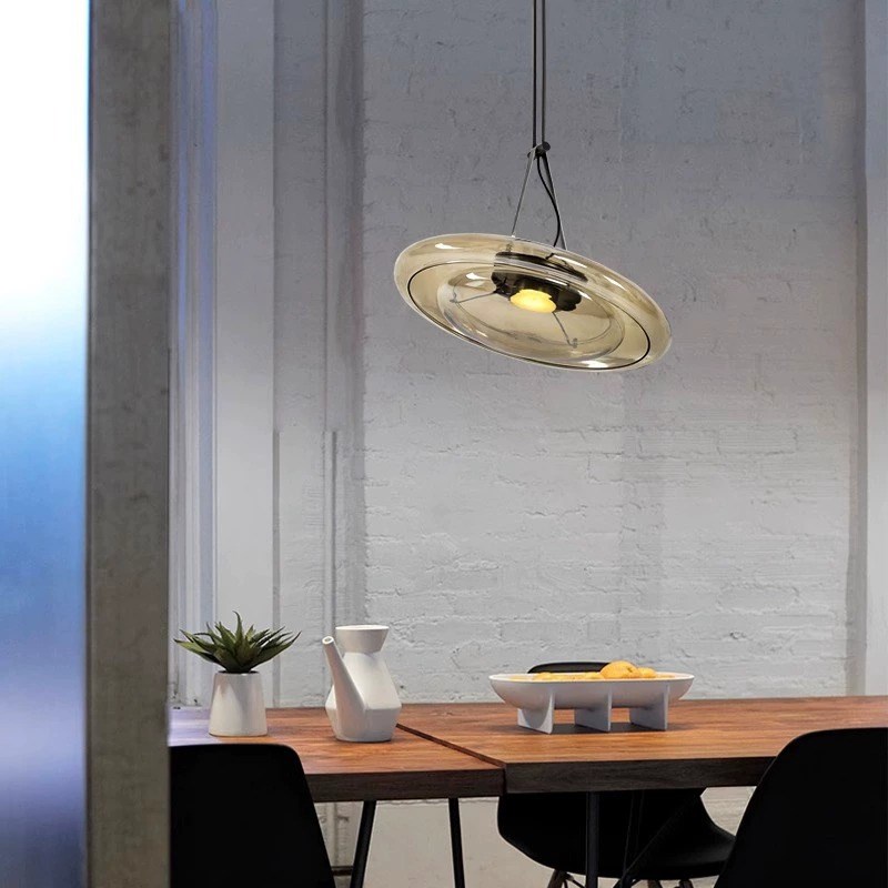 设计师奢华样板房皮带餐厅玻璃吊灯 软装别墅餐桌高端可调节书房