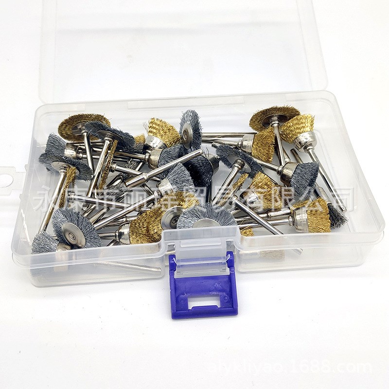 电磨配件36PC/32件套铜钢丝刷打磨抛光除锈轮迷你工具小毛刷套装