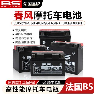 适用摩托车春风250SR法国原装进口BS电瓶450SR 650NK 800MT电池