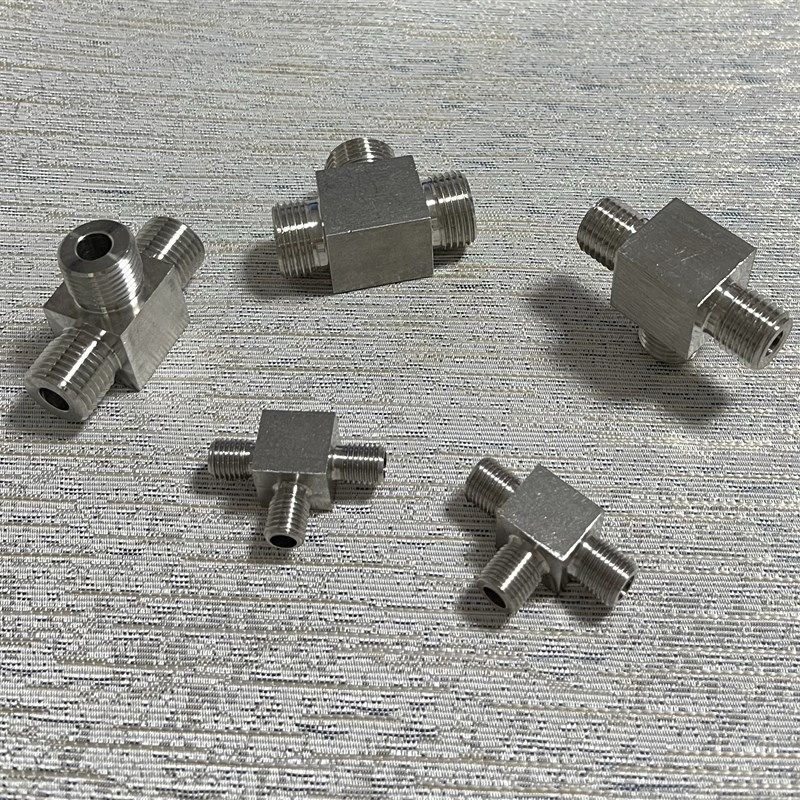 M8x1 G1/8 PT1/8 ZG1/4 R3/8 RC1/2 不锈钢高压外丝三通接头25mpa