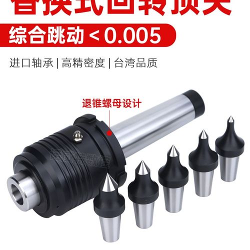台湾顺成替换式插入式回转顶尖MT4/莫氏5号抗震SC65螺母拆卸顶针