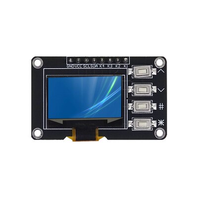 0.96寸OLED显示屏12864屏模块带矩阵4个按键接口 键盘IIC SSD1315