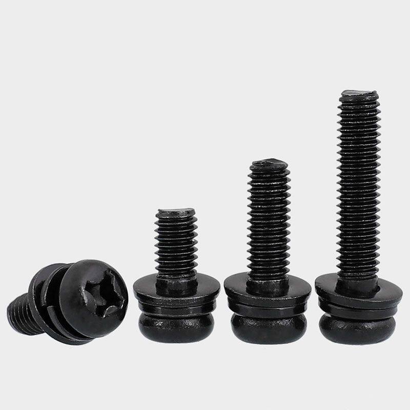 镀黑锌十字圆头盘头三组合螺丝M3M4M5*6x8x10x12x14x16x20x25x30
