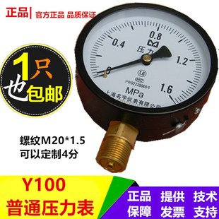 Y100压力表4分自来水压检测表消防表地暖表打压泵真空表 mpa 1.6