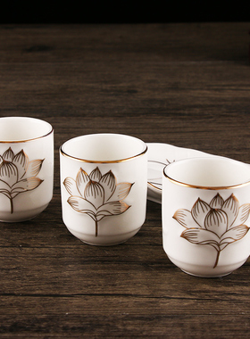 三连供水杯黄色白色三连杯佛堂前供杯圣水杯佛前净水杯贡佛杯子