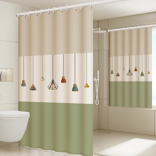 浴室浴帘隔断帘卫生间防霉套装免打孔挂帘高档防水洗澡窗帘遮挡帘