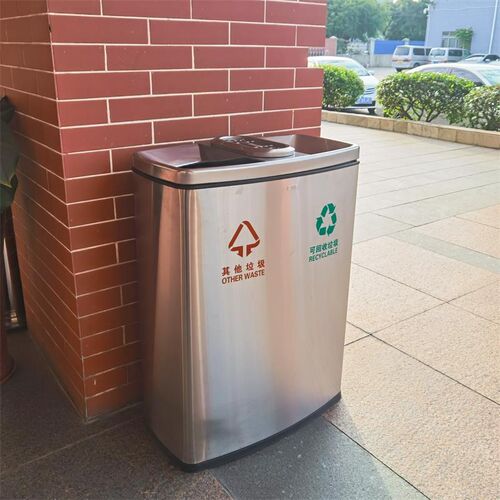 南方不锈钢二三四分类垃圾桶连体式无盖直投商场直扔桶地铁果皮箱