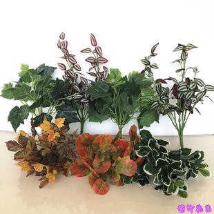 仿真植物墙配材眼眉叶海棠叶爬山虎摆放花艺叶子植物墙素材田园配