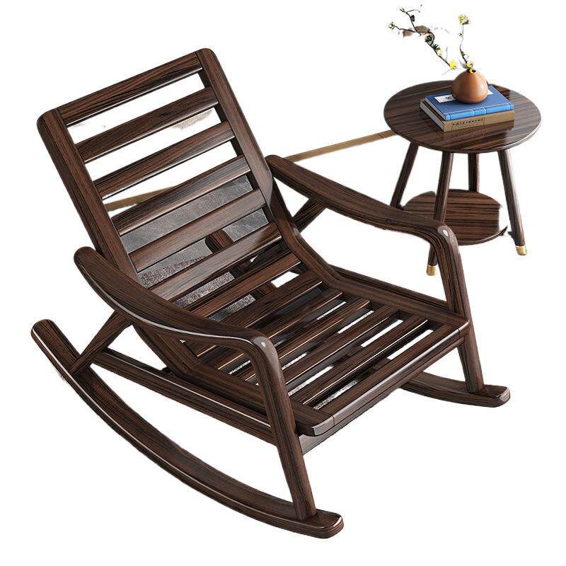 阳台休闲椅原木摇椅实木躺椅新中式全摇摇椅懒人椅乌金木沙发单人
