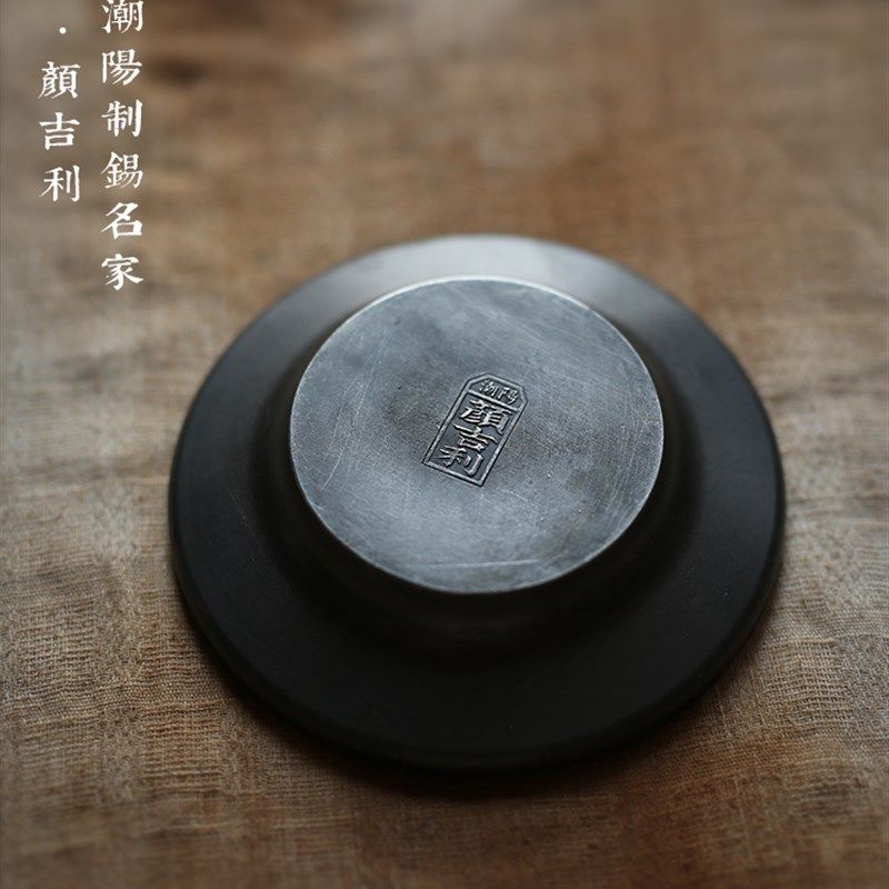 潮阳锡茶盘 手工壶承 紫砂壶承壶垫壶托干泡台 建水茶台银 养壶垫
