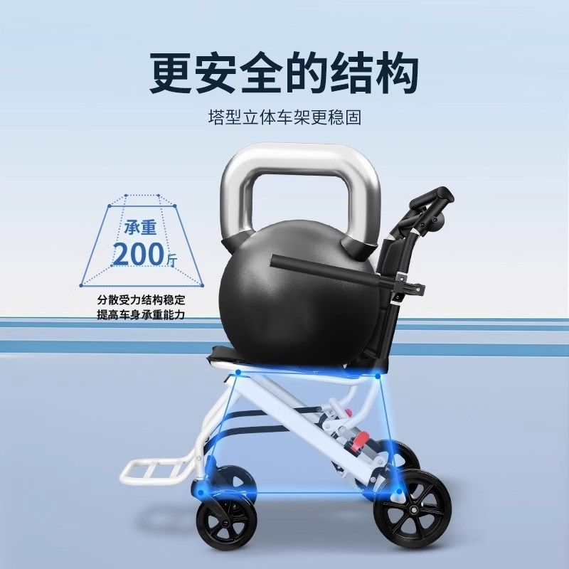 源头工厂手动轮椅轻便折叠老人残疾人四轮代步超轻旅行小型手推车