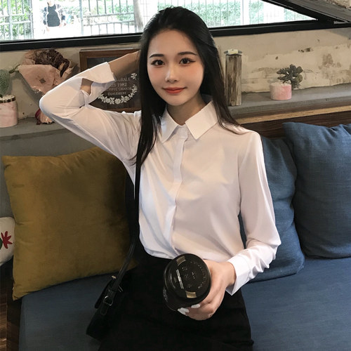 白色衬衫女长袖2021春秋新款韩范职业正K装工作服大码工装雪纺衬