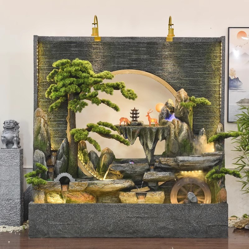水幕墙屏风花园造景户外公司酒店别墅庭院假山鱼池喷泉流水大摆件