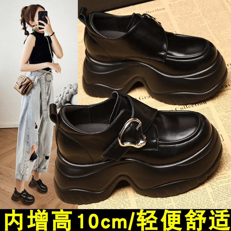 松糕小皮鞋女乐福单鞋小个子显瘦厚底2025春L季新款10cm内增高女