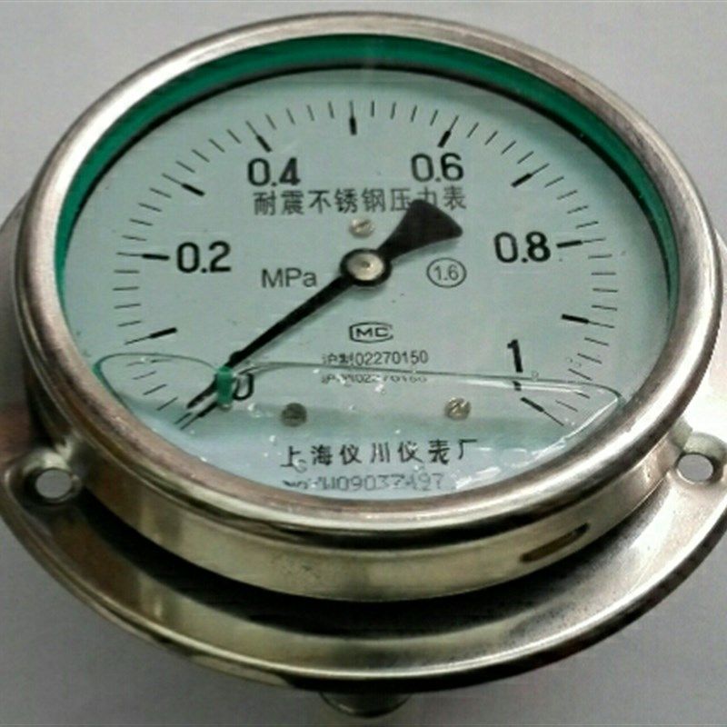 螺纹在背后轴向 侧出式耐震不锈钢压力表 yn-100bf-zt 1mpa 100mm