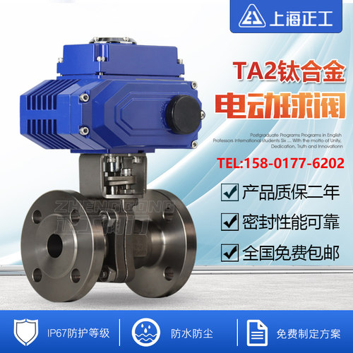 钛合金电动球阀Q941F-16TA2王水氯气湿氧气Ti耐强腐蚀切断阀DN15