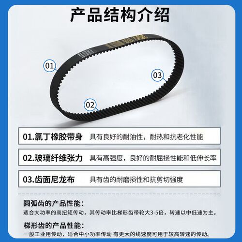 橡胶同步带T10-450 T10-480 T10-500 T10-520 齿形传动带皮带