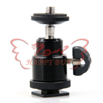 金属热靴小云台 1/4螺丝接口万向球型云台/支架 方口云台监视器