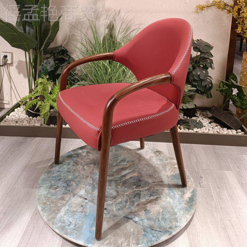 代会所店餐厅木骨架客厅文酒艺现简约餐椅乌金木高RJS档轻奢椅子