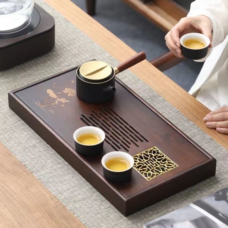 楠竹茶具 茶盘 新款家用简易小型竹制沥水茶台功夫泡茶干泡台