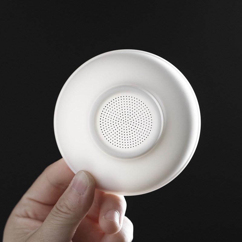 羊脂玉瓷茶漏茶滤白瓷茶叶过滤网泡茶公道杯一体滤茶器茶具配件