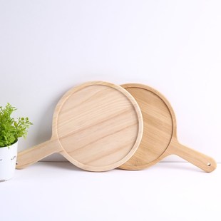 木质圆形披萨托盘中间镂空防滑落披萨盘餐厅小吃炸食收纳展示餐盘