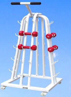 2017新款哑铃摆放架健身房多功能可移动式白色哑铃推车