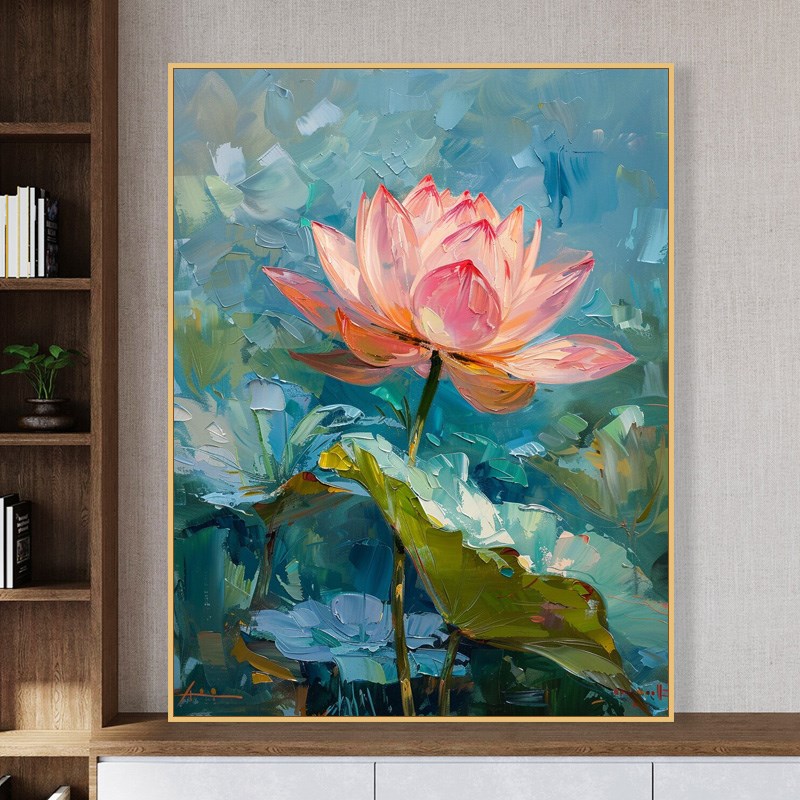 数字油画荷 手工绘填充涂色油彩画装饰油画治愈系级感