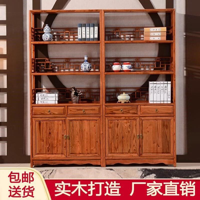 实木书架客厅茶叶架陈列柜多层展示架博古架古风中