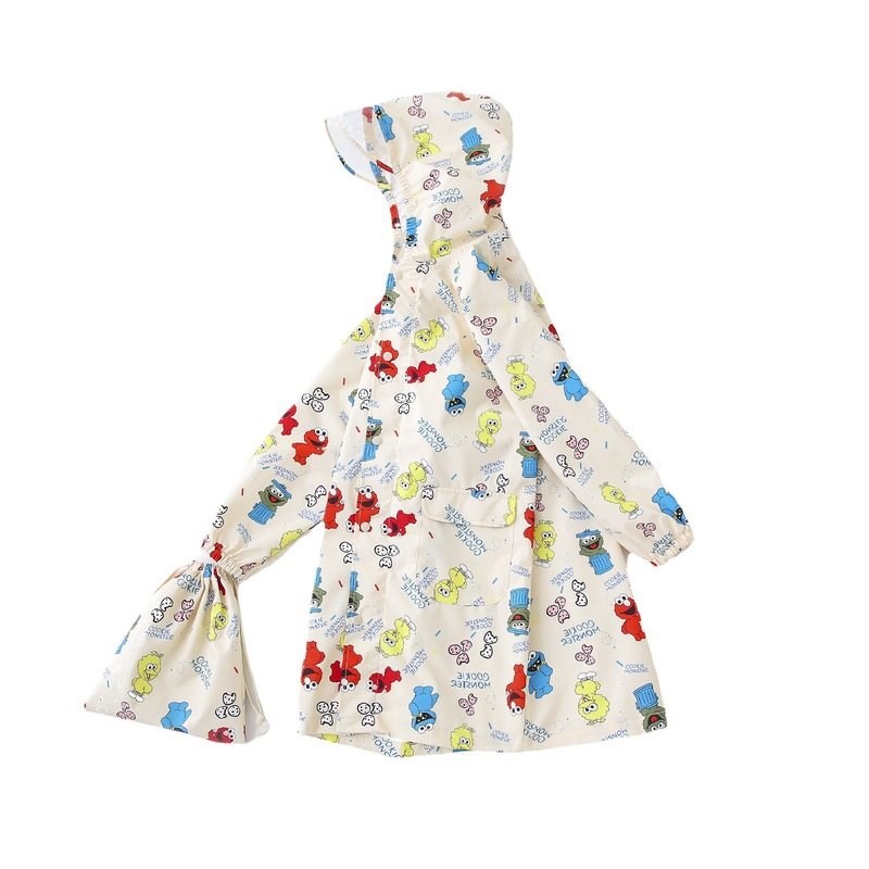 芝麻街儿童雨衣女童幼儿小学生全身连体布料雨衣男童带书包位雨披