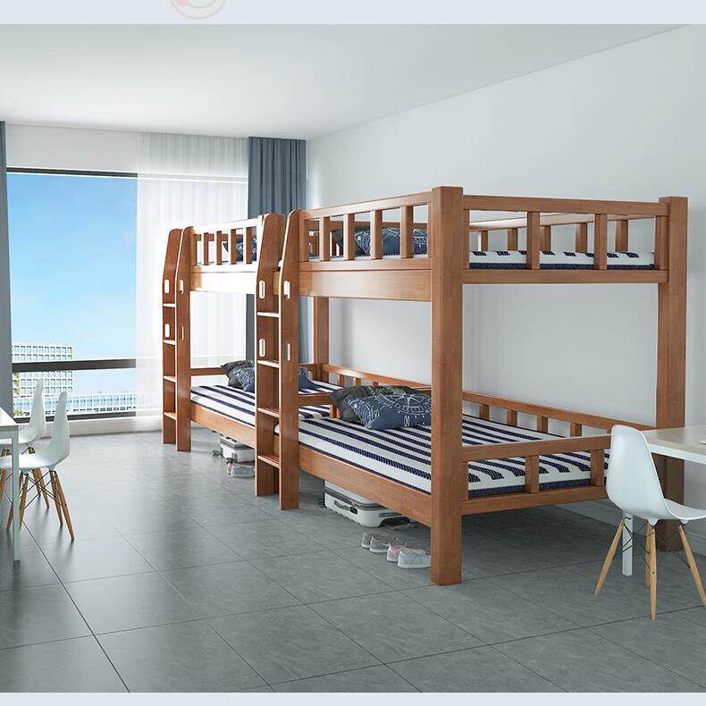实木橡胶木上下铺双层床小户型儿童高低床同宽宿舍工程床双胞胎