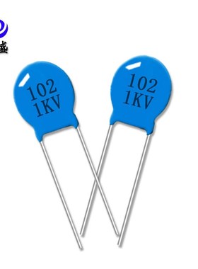 陶瓷高压瓷片瓷介型电容器102M/1KV 1000P 1NF 1000V  P5MM 蓝色
