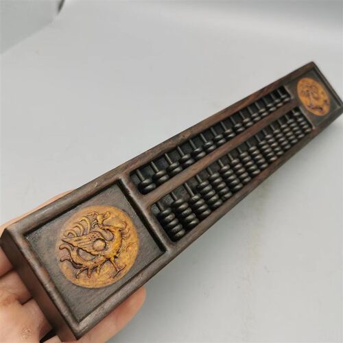 密底算盘实木雕复古老物件古玩收藏精打细算文房老木装饰