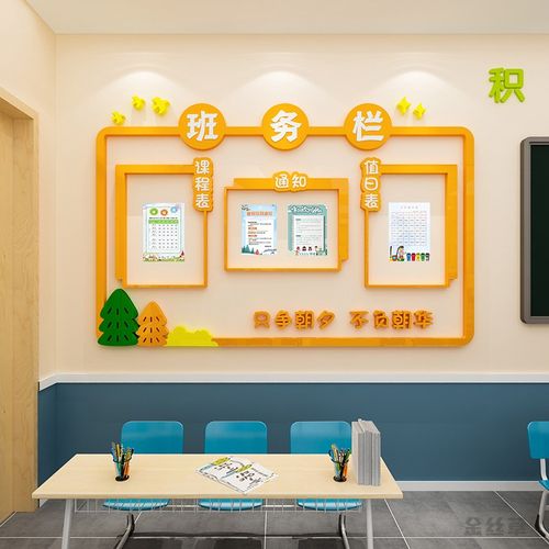 小学校班级教室文化墙面上建设装饰布置班务公告栏d立体墙贴画纸