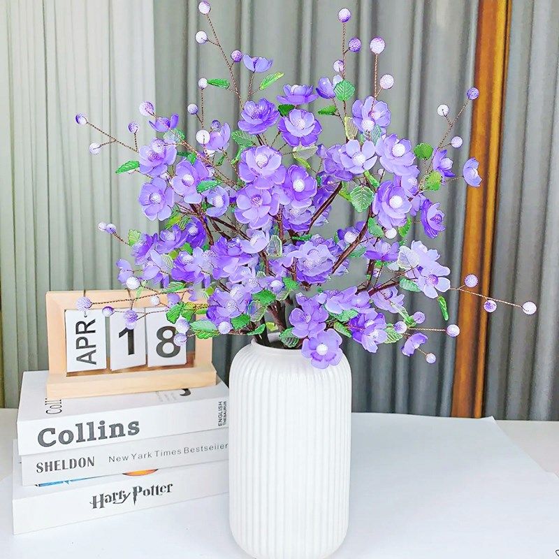 渐变牡丹花材料包手工DIY串珠条纹瓶花艺花束果冻炫彩仿真花