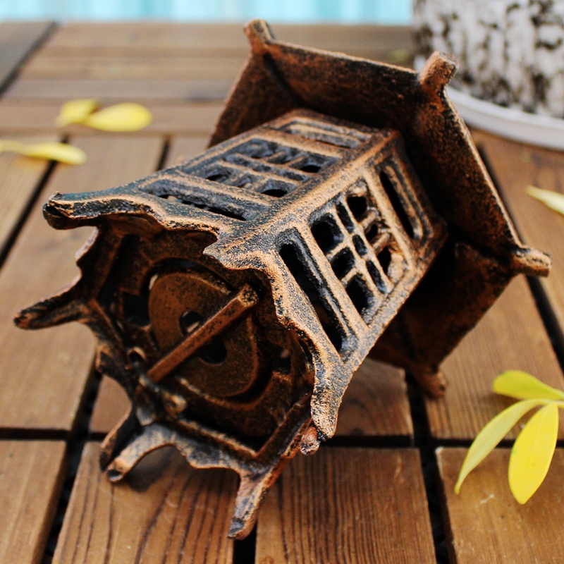 庭院复古铸铁工艺品六角灯笼铁艺烛台香薰台蜡烛台蜡台庭院摆件