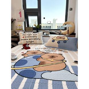 月光巴士卡皮巴拉夏季凉感软席三件套可机洗床笠款冰丝凉席学生床