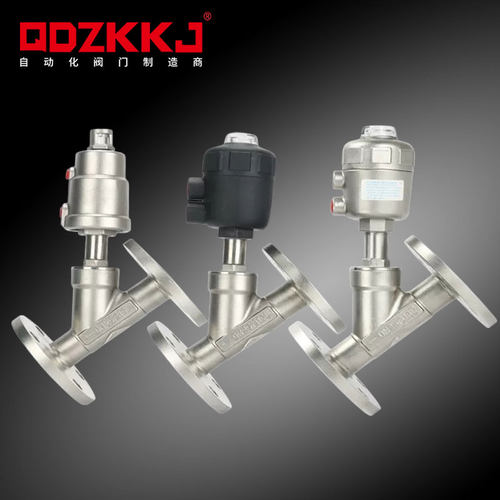 304不锈钢法兰气动角座阀蒸汽耐高温法兰角座阀气动阀门Y型切断阀
