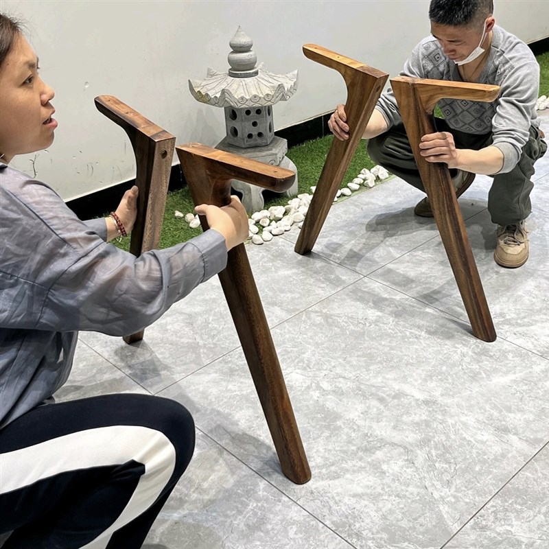 实木桌子腿原木大板支架活动抬脚活E动桌腿餐桌茶桌支撑腿纯料接