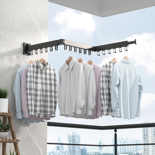 免打孔折叠晾衣架家用室内阳台晾衣神器小M户型室外推拉伸缩晾衣
